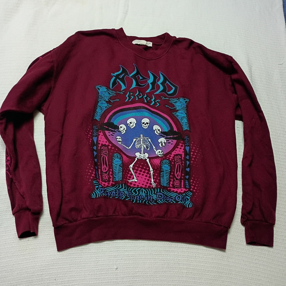Urban Outfitters Project Social Sweatshirt Size S/M Maroon Pullover Long Sleeves